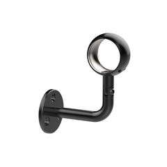Black adjustable handrail wall bracket with ring collar for 42.4mm tube