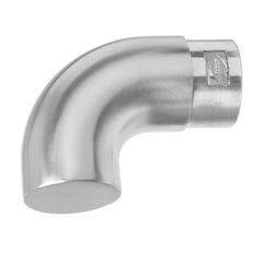 90 degree flush angle scroll end in 316 stainless steel, returning the end of a 48.3mm handrail