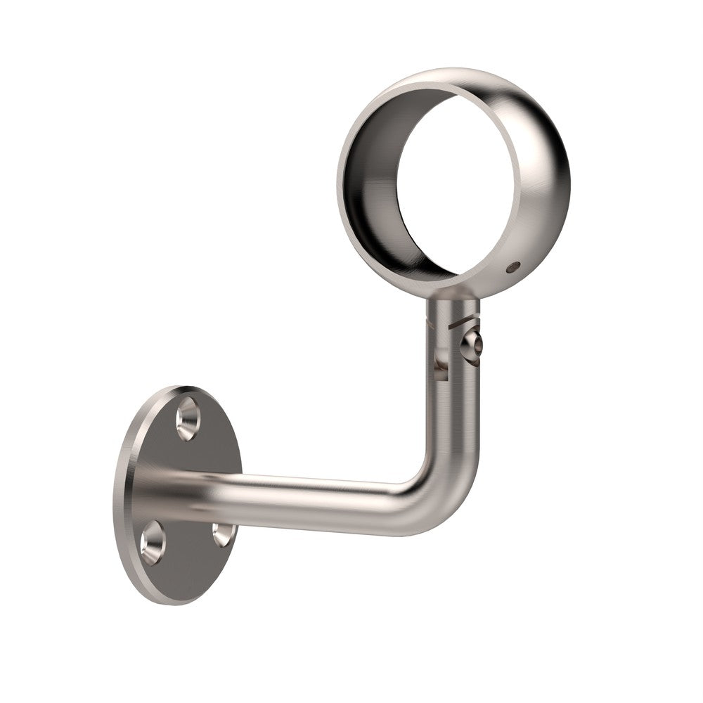 Adjustable handrail wall support bracket in 316 stainless steel for 48.3mm tube, suits level runs and stairs