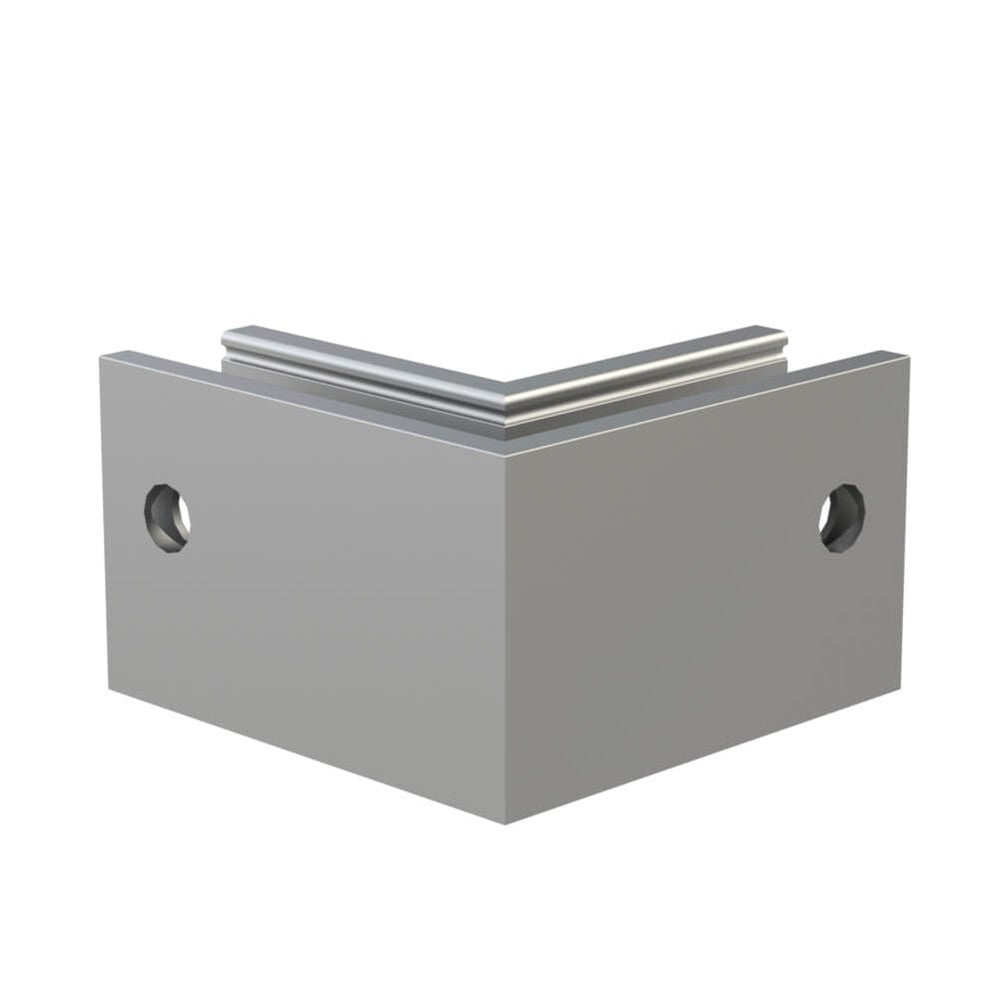 Silver anodised external corner for side fix glass balustrade channel