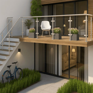 Satin Stainless Steel Post & Handrail Glass Balustrade Kit