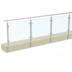 Run of side fix glass balustrade fixed to the face of a slab edge