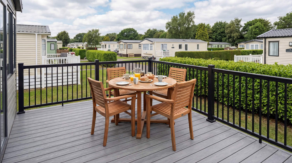 Aluminium static caravan decking railing