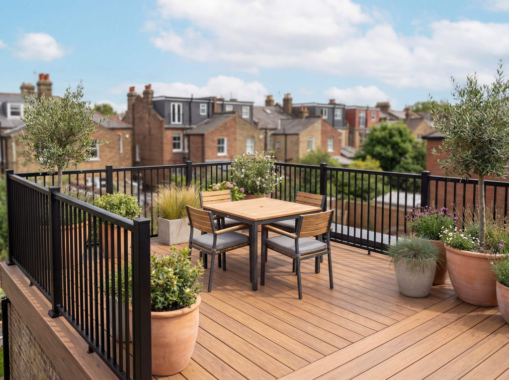 Aluminium balustrade installed on a residential balcony, offering a durable and low-maintenance safety solution for outdoor spaces
