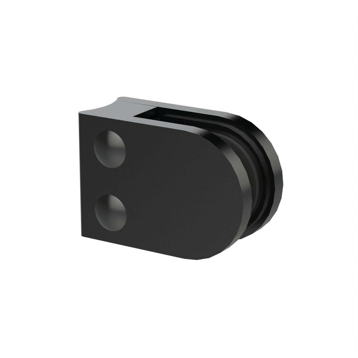 Black D-shape glass clamp for 10mm glass on 42.4mm posts
