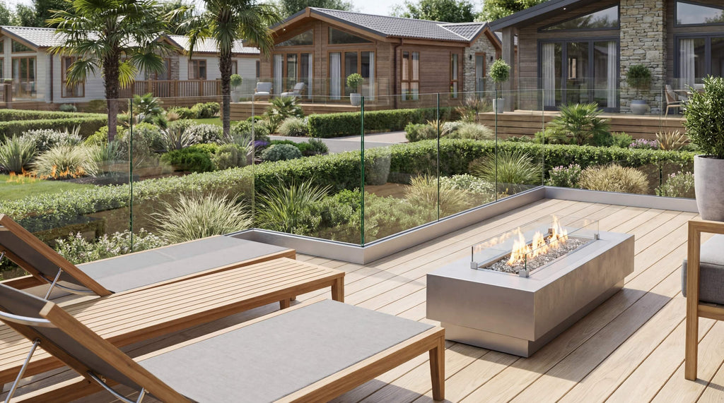 Fully Frameless glass balustrade on a luxury UK holiday Lodge