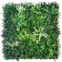 Artificial garden hedge panel 1m x 1m, fire-classified, with dense hedge foliage