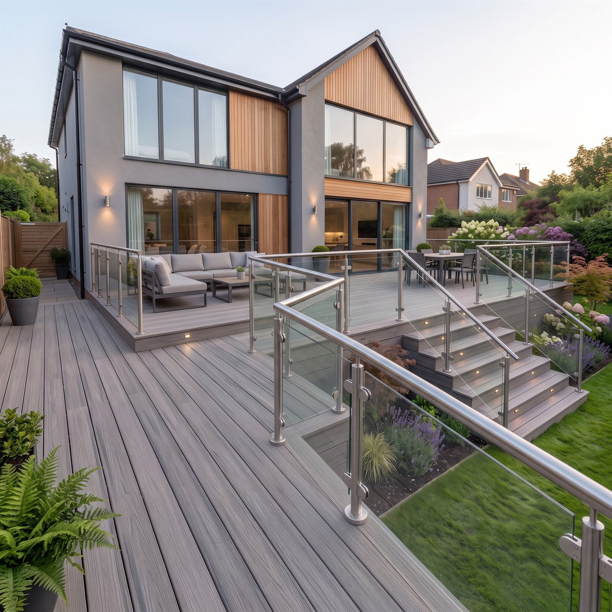 Satin Stainless Steel Post & Handrail Glass Balustrade Kit