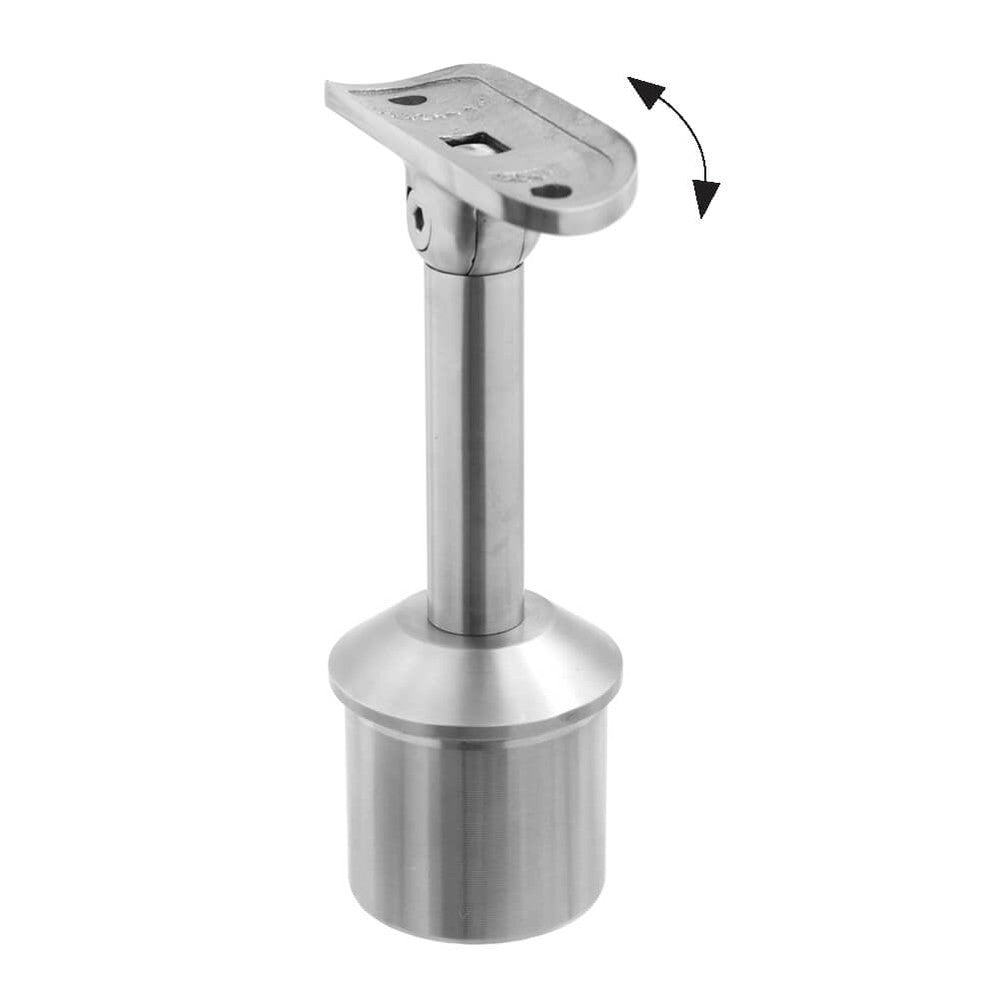 Adjustable handrail saddle in 316 stainless steel with tilting head, for 48.3mm balustrade posts and tube