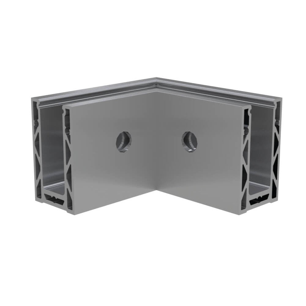Silver anodised internal corner for side fix glass balustrade channel