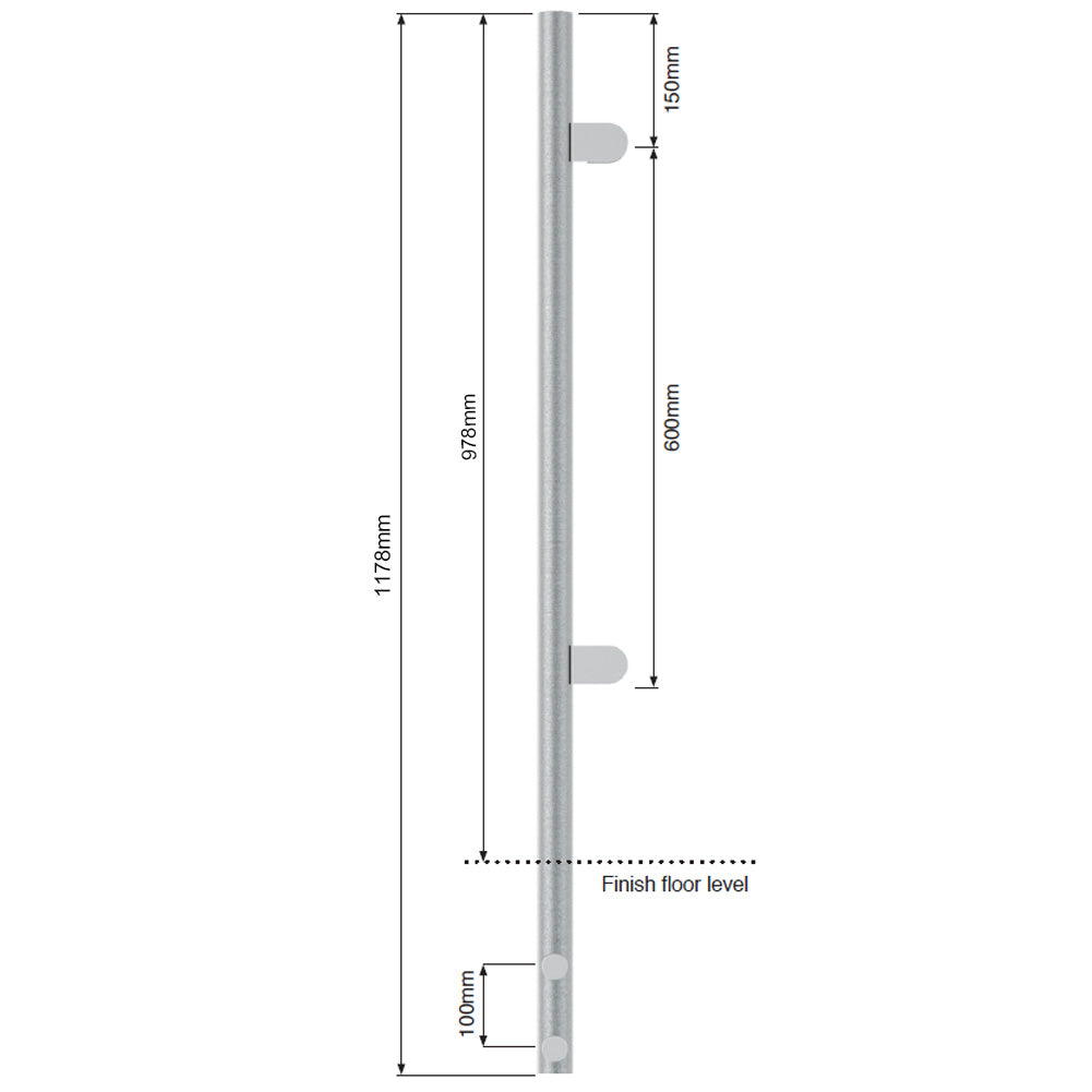 Side Fix End Post – 978mm – Satin