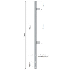 Dimension drawing of a 1178mm side fix post, 978mm above finished floor level