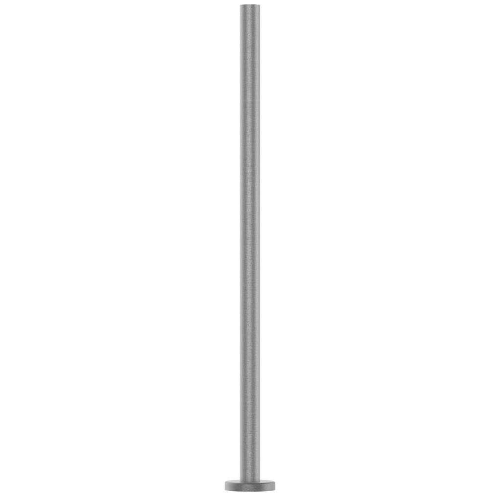 Undrilled wire balustrade plain post in 316 stainless steel, 48.3mm with base plate, for stair runs drilled on site