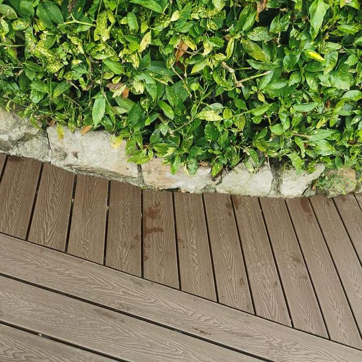 Mahogany composite decking installed