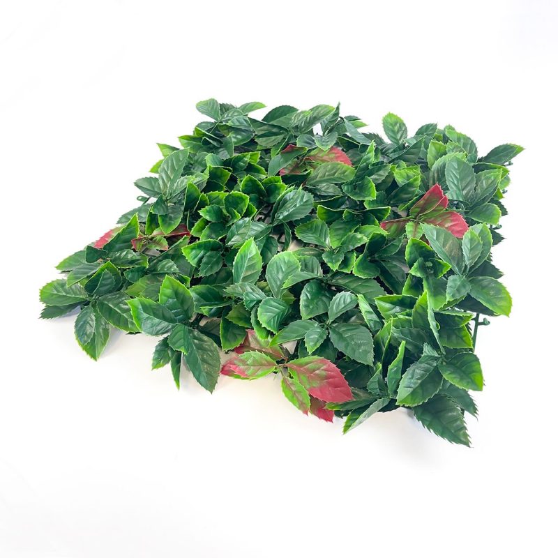 Autumn artificial hedging tile red tipped leaves and mixed green leaves