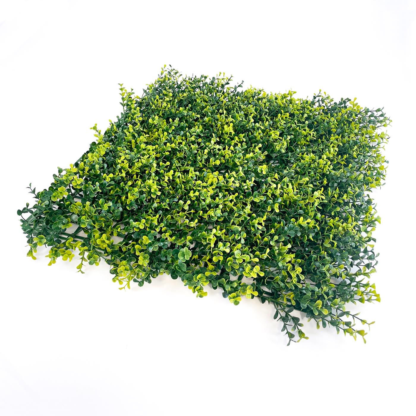 Boxwood natural artificial hedge tile with mixed light and dark green foliage