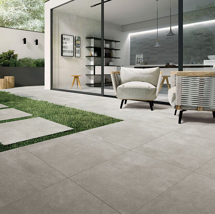 beige porcelain patio tiles
