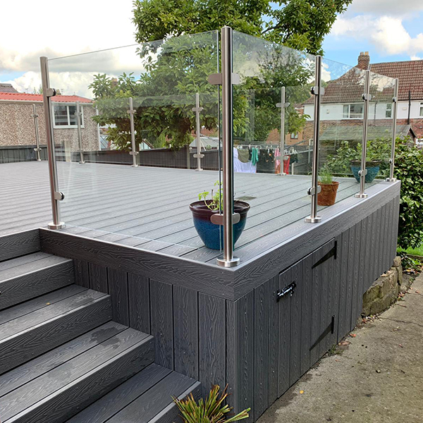 raised decking with semi frameless glass balustrade