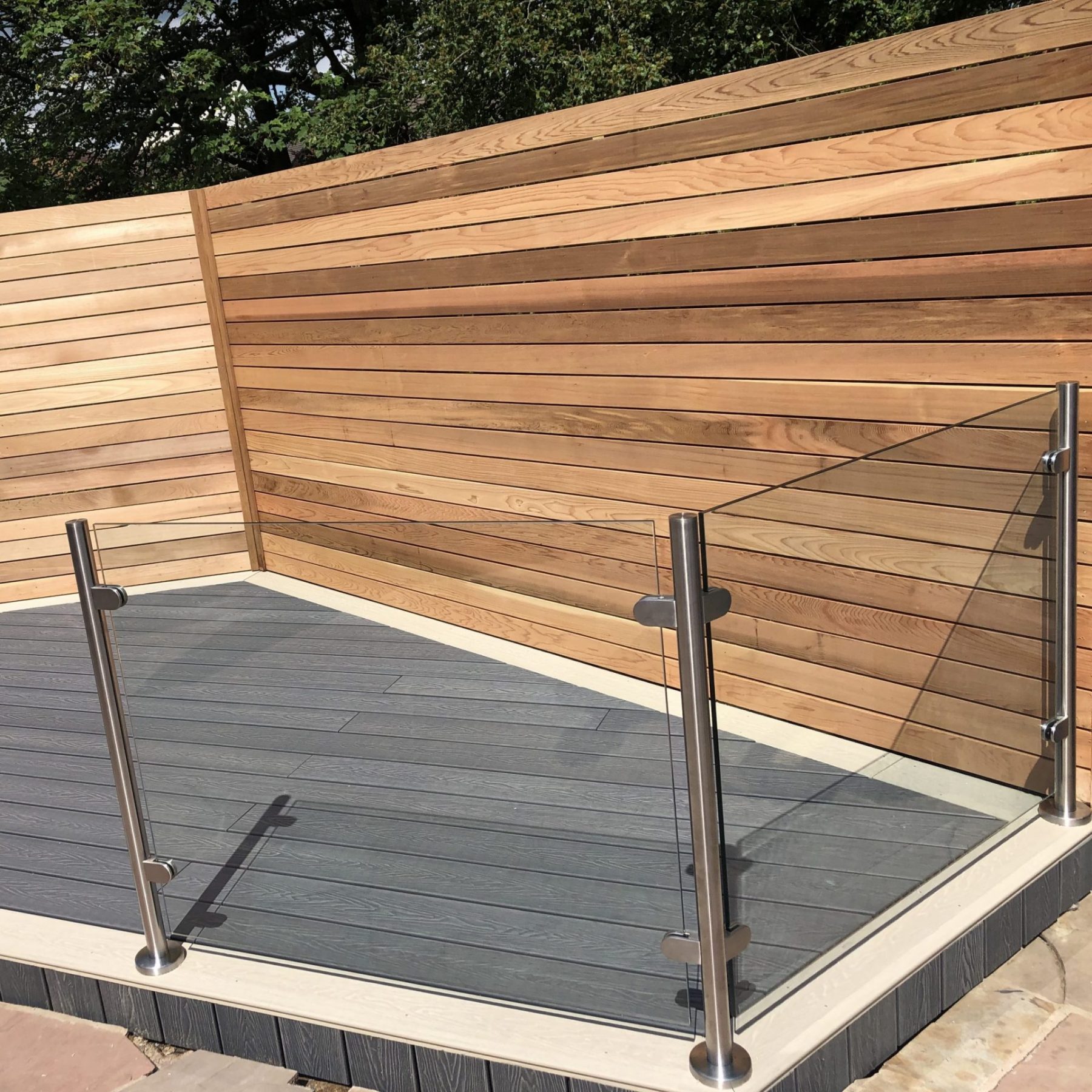 Semi Frameless Glass Balustrades on raised decking