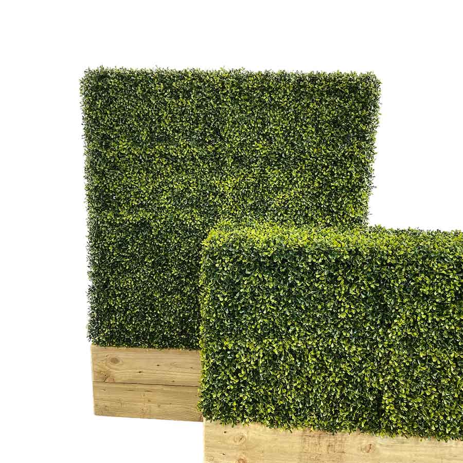 Artificial box hedge with trough heights