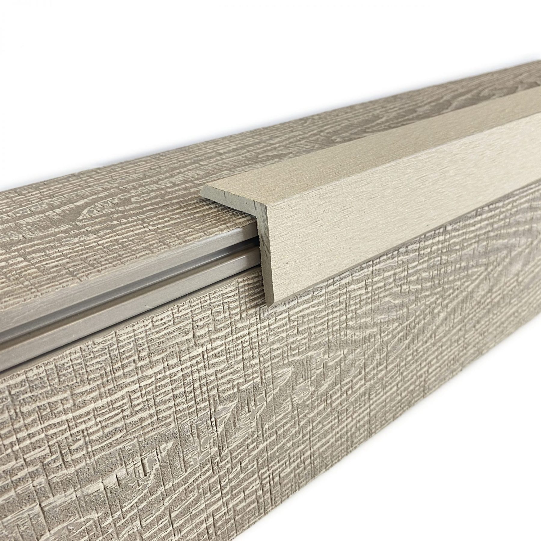 Oyster beige composite decking trim