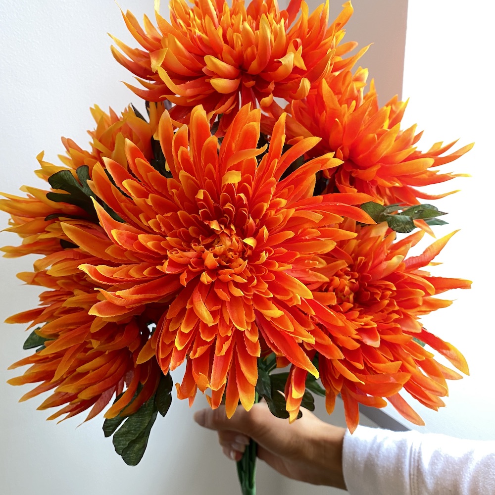 Chrysanthemums Orange Artificial Flowers The Outdoor Look