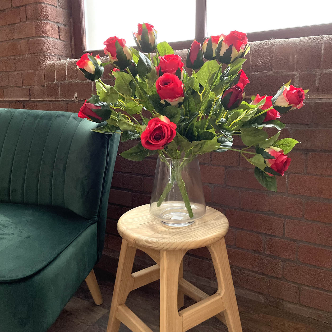 artificial red roses flower arrangement