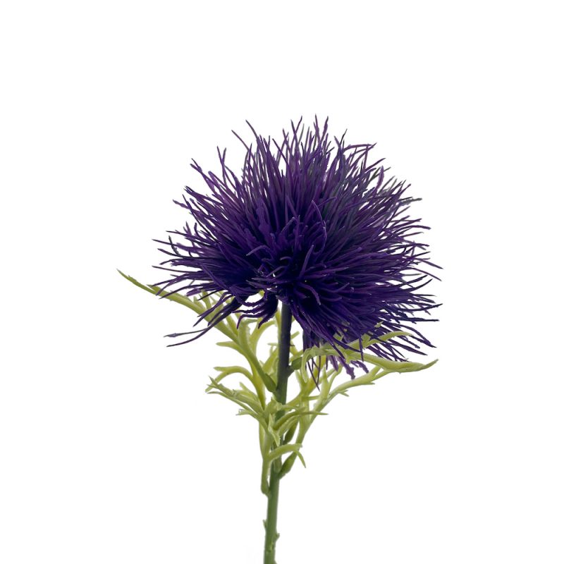Artificial Stemmed Flowers Globe Thistle Stem Purple