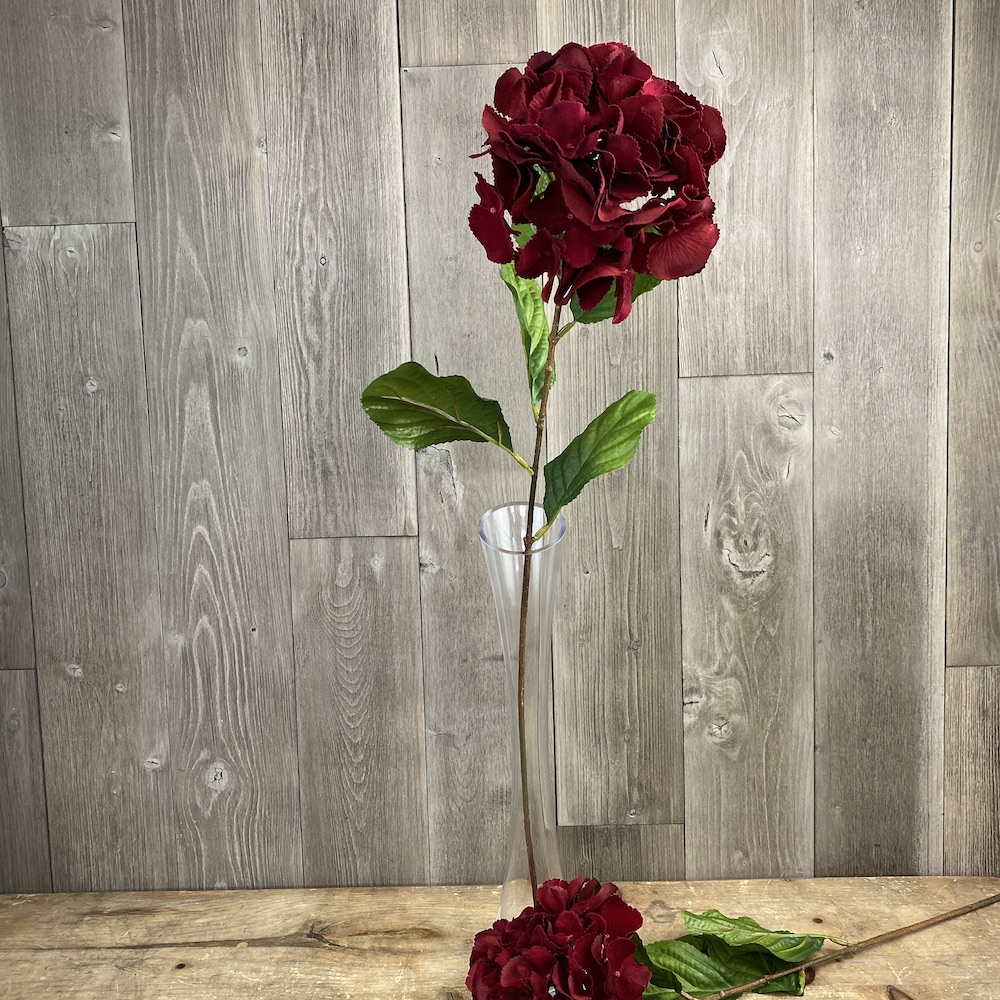 artificial clumber red hydrangea flower stem