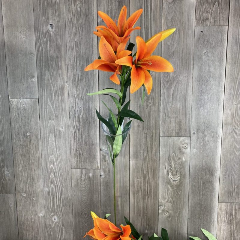 single artificial orange lily stem
