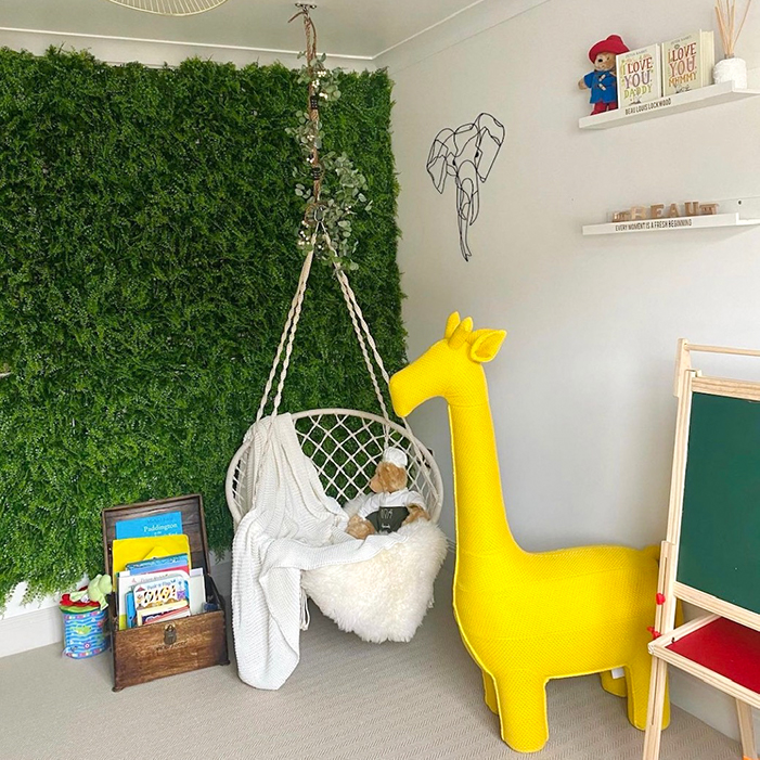 conifer hedge tiles for a kids room feature wall