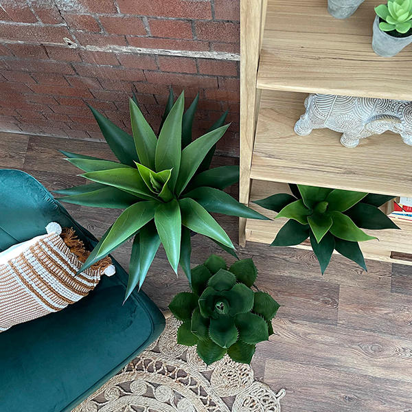 above view of artificial indoor tropical plant
