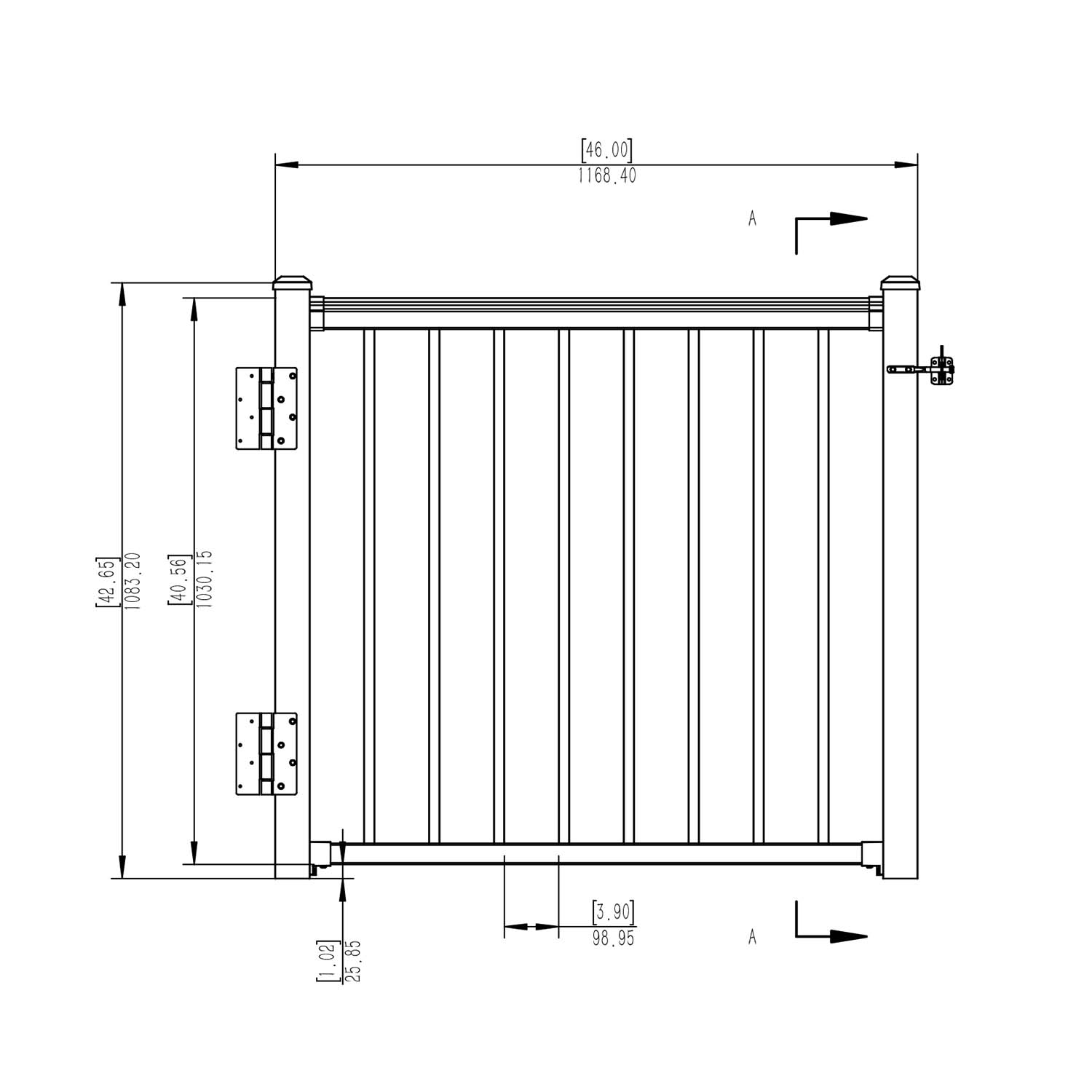 aluminium gate profile diagram