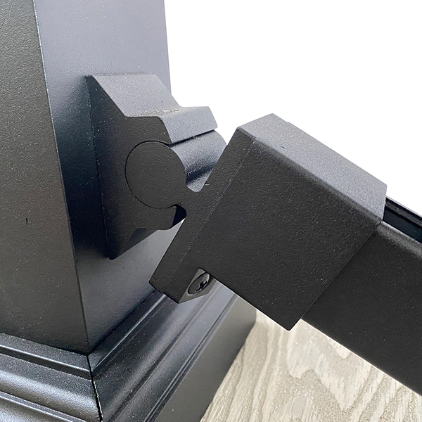 angled black powder coated aluminium stair bracket