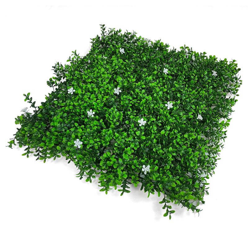 artificial boxwood white flower hedge tile