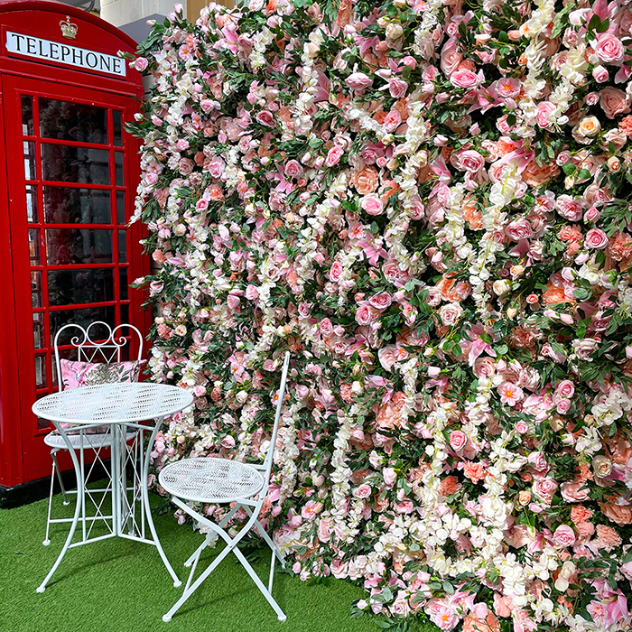 angled view of the wild lily artificial flower wall