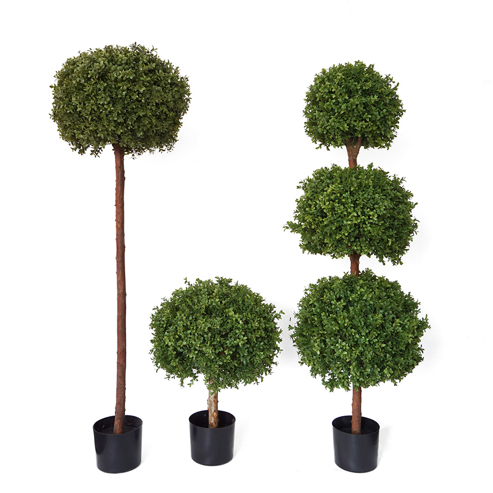 artificial boxwood ball trees suitable for outdoor use in three styles