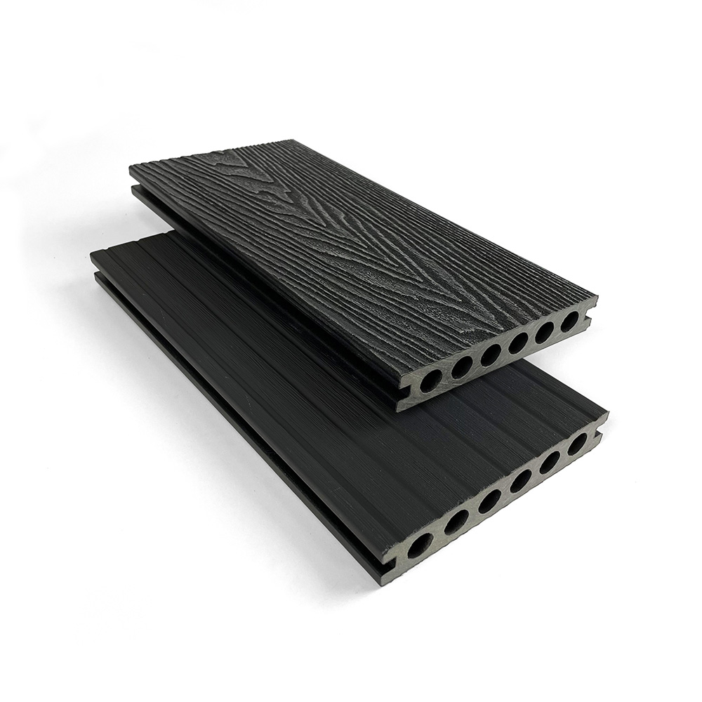jet black coloured dual sided capped decking board