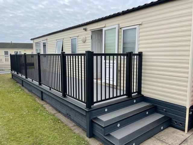 black powder coated aluminium handrails used for static homes