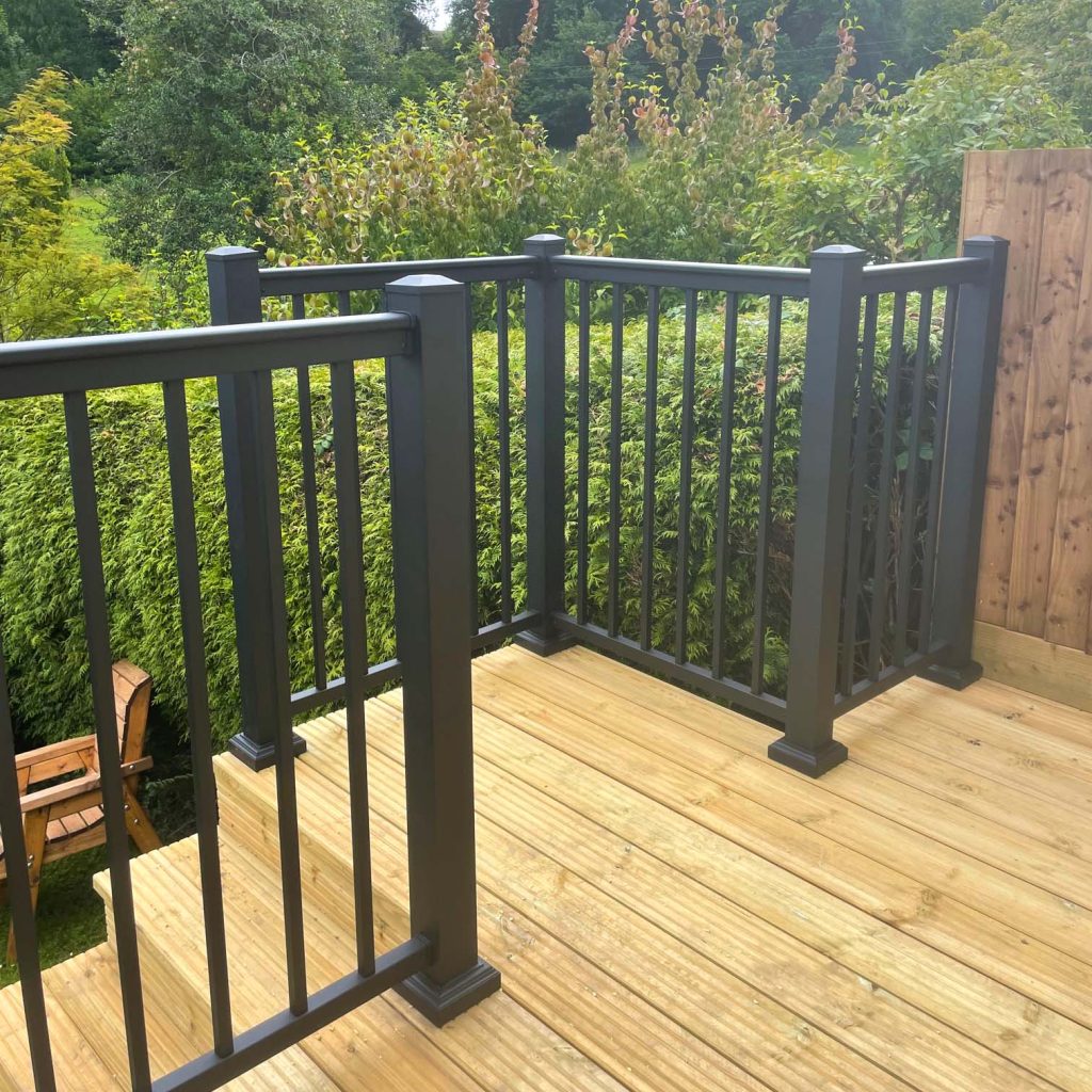 Black powder coated aluminium railing systems