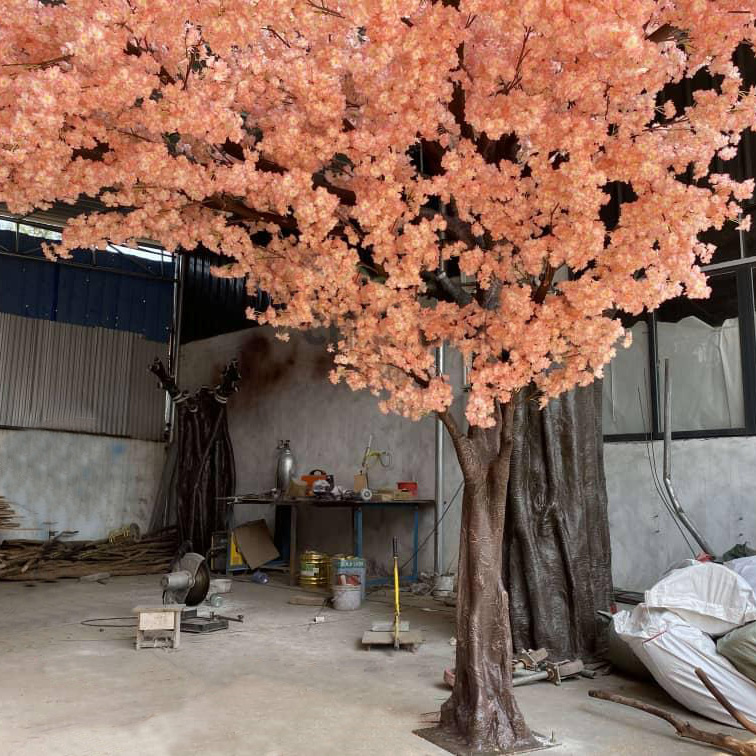 bold beautiful artificial blossom tree in the making