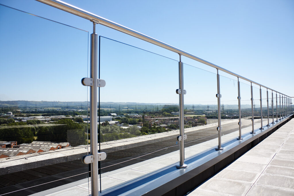 glass and stainless steel Handrails for Outside Concrete Steps and patios