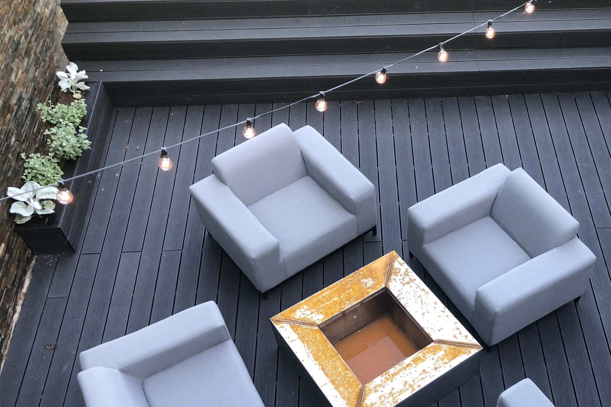 composite decking installed in black